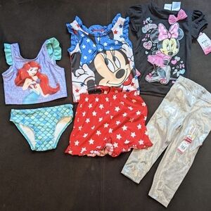 Disney Kids Clothing Set with Mickey, Minnie, and Ariel in Red, Blue, and Silver